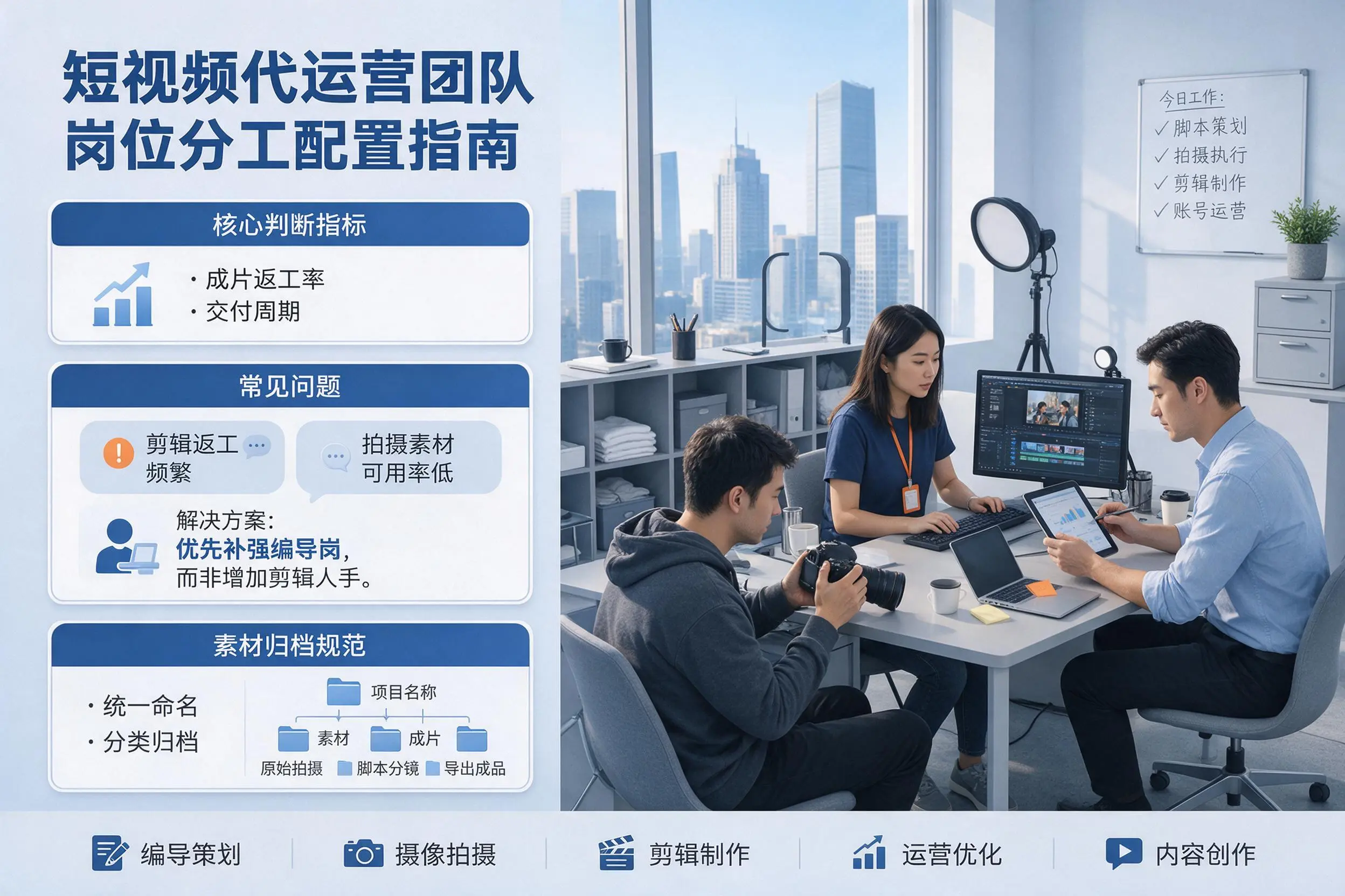 短视频代运营团队如何配置？扬州企业岗位分工科普说明