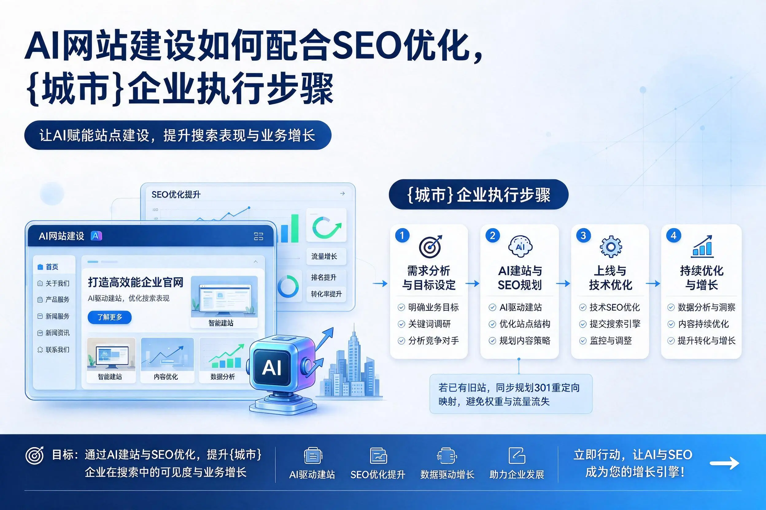AI网站建设如何配合SEO优化,扬州企业执行步骤